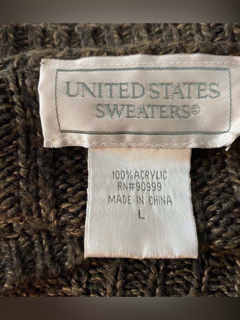 UNITED STATES SWEATERS Brown Cable Knit Sweater Vest Crew neck Cap sleeves L - Picture 7 of 12